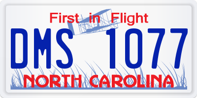 NC license plate DMS1077