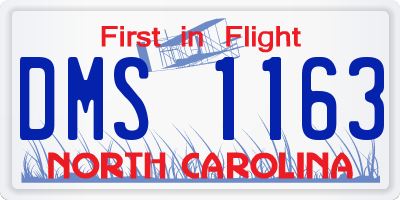 NC license plate DMS1163