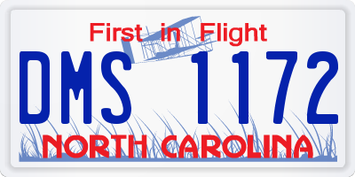 NC license plate DMS1172