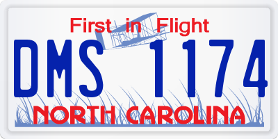 NC license plate DMS1174