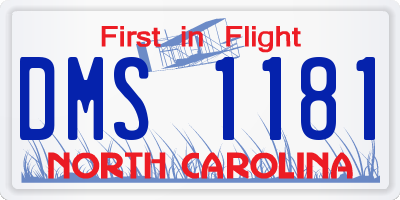 NC license plate DMS1181