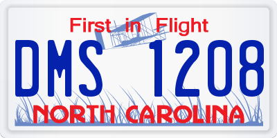 NC license plate DMS1208