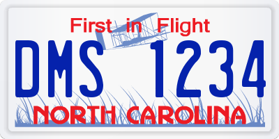 NC license plate DMS1234