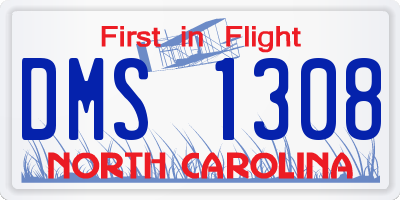 NC license plate DMS1308