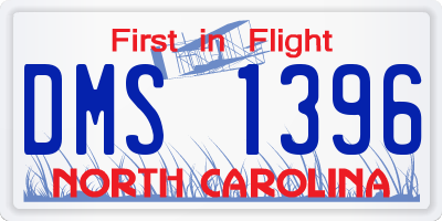 NC license plate DMS1396