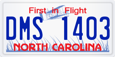 NC license plate DMS1403