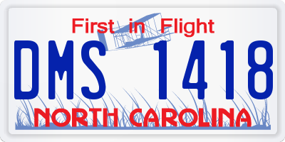 NC license plate DMS1418