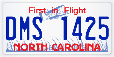 NC license plate DMS1425