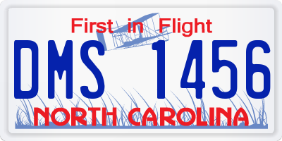 NC license plate DMS1456