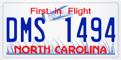 NC license plate DMS1494