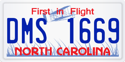NC license plate DMS1669