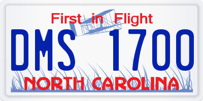 NC license plate DMS1700