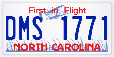 NC license plate DMS1771