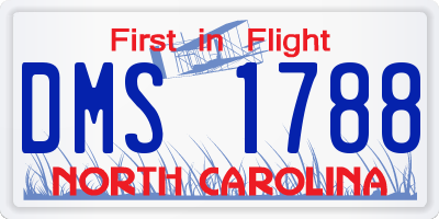 NC license plate DMS1788