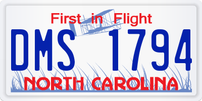 NC license plate DMS1794