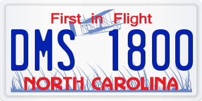 NC license plate DMS1800