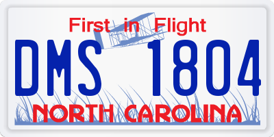 NC license plate DMS1804