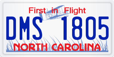 NC license plate DMS1805