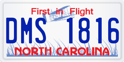 NC license plate DMS1816