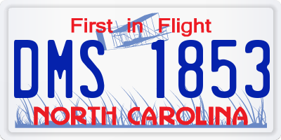 NC license plate DMS1853