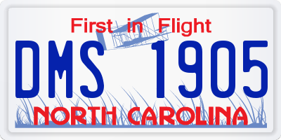 NC license plate DMS1905