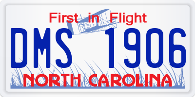 NC license plate DMS1906