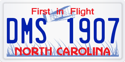 NC license plate DMS1907