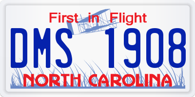 NC license plate DMS1908