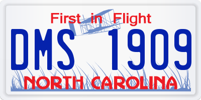 NC license plate DMS1909