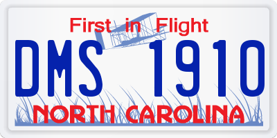 NC license plate DMS1910