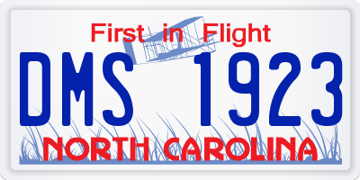 NC license plate DMS1923