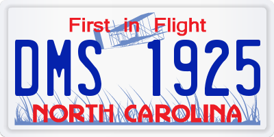 NC license plate DMS1925