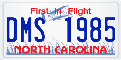 NC license plate DMS1985