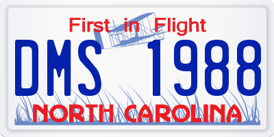 NC license plate DMS1988