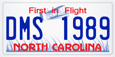 NC license plate DMS1989