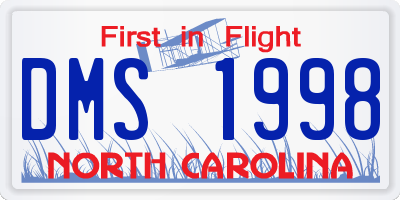 NC license plate DMS1998