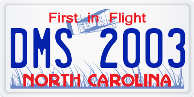 NC license plate DMS2003