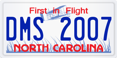NC license plate DMS2007