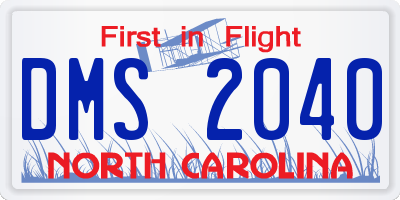 NC license plate DMS2040