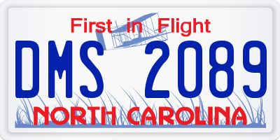 NC license plate DMS2089