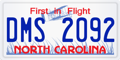 NC license plate DMS2092