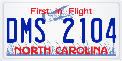 NC license plate DMS2104