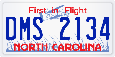 NC license plate DMS2134