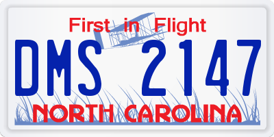 NC license plate DMS2147