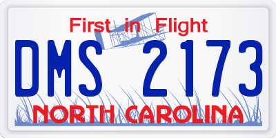 NC license plate DMS2173