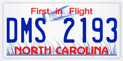 NC license plate DMS2193