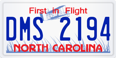 NC license plate DMS2194
