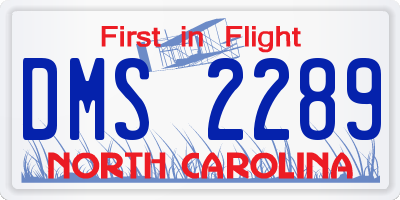 NC license plate DMS2289