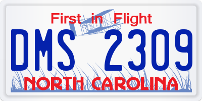 NC license plate DMS2309