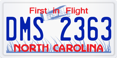 NC license plate DMS2363